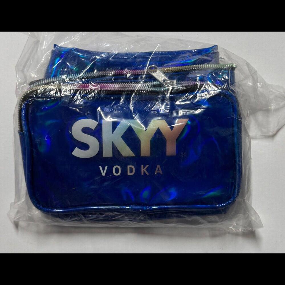 SKYY Vodka Fanny Pack Cross Body Bag Metallic Blue with Rainbow Tones NEW!!